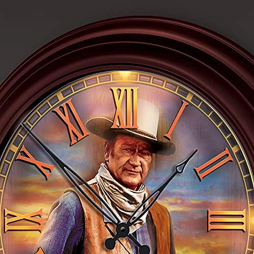 The Bradford Exchange John Wayne: Timeless Legend Outdoor Illuminated Atomic Wall Clock Featuring A Glass-Encased Face with Roman Numerals & The Duke's Replica Signature