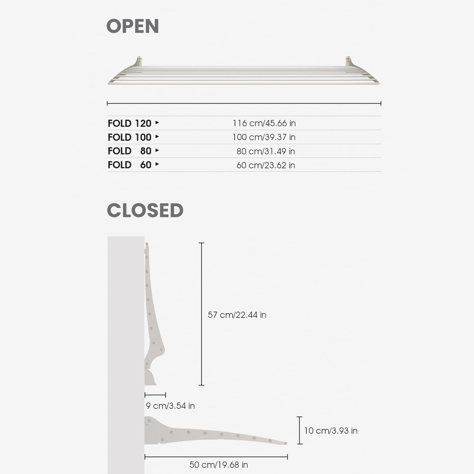 foxydry foxydry Fold Wall Mounted Clothes Drying Rack, Black Folding Laundry Airer for Indoor or Outdoor Use Aluminium and Steel 31.5x20x21 in (31.5 in / 80 cm)