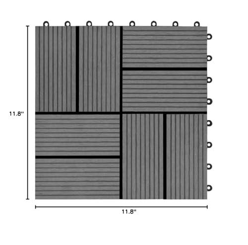 vidaXL vidaXL Decking Tiles WPC 11.8"x11.8" Water-Resistant, Interlocking, Gray, Suitable for Patios, Balconies, Bathrooms, Pool, and Spa Areas, Easy to Install - 11 Pieces Set Covering 1 sqm