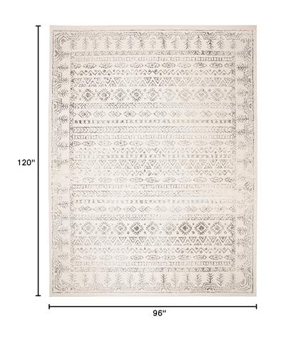 Safavieh SAFAVIEH Tulum Collection Area Rug - 8\' x 10\', Ivory & Grey, Moroccan Boho Distressed Design, Non-Shedding & Easy Care, Ideal for High Traffic Areas in Living Room, Bedroom (TUL271A)