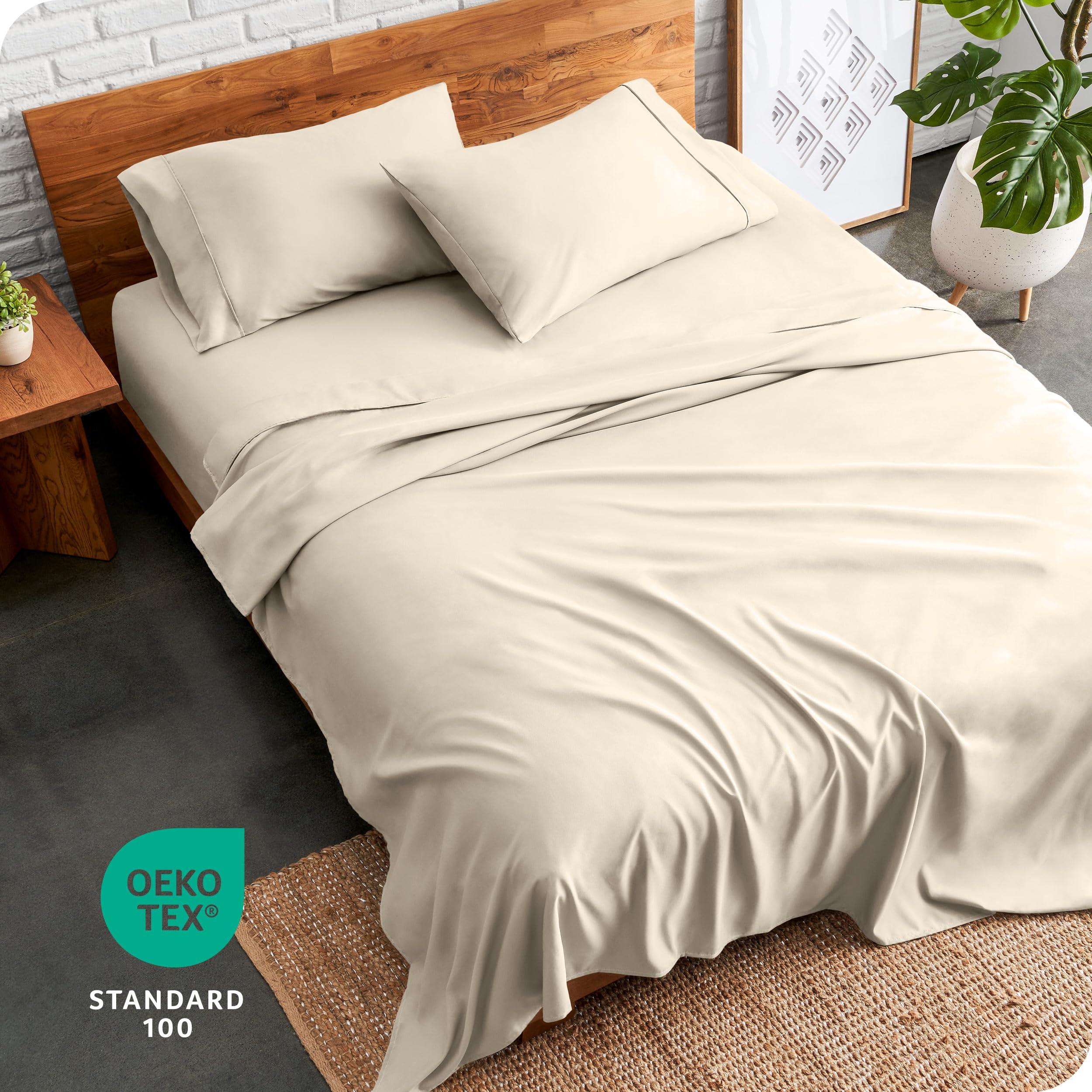 Bare Home Bare Home Split California King Sheet Set - 1800 Ultra-Soft Microfiber Split California King Bed Sheets - Double Brushed - Deep Pockets - Easy Fit - 5 Piece Set - Bed Sheets (Split Cal King, Sand)