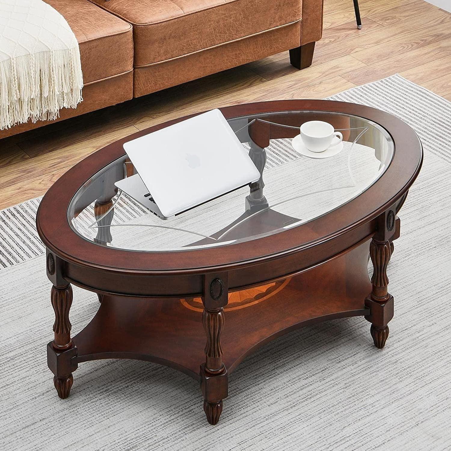 Overstock Overstock Solid Wood End Tables Coffee Tables Console Table with Glass Top Coffee Table Coffee Tables