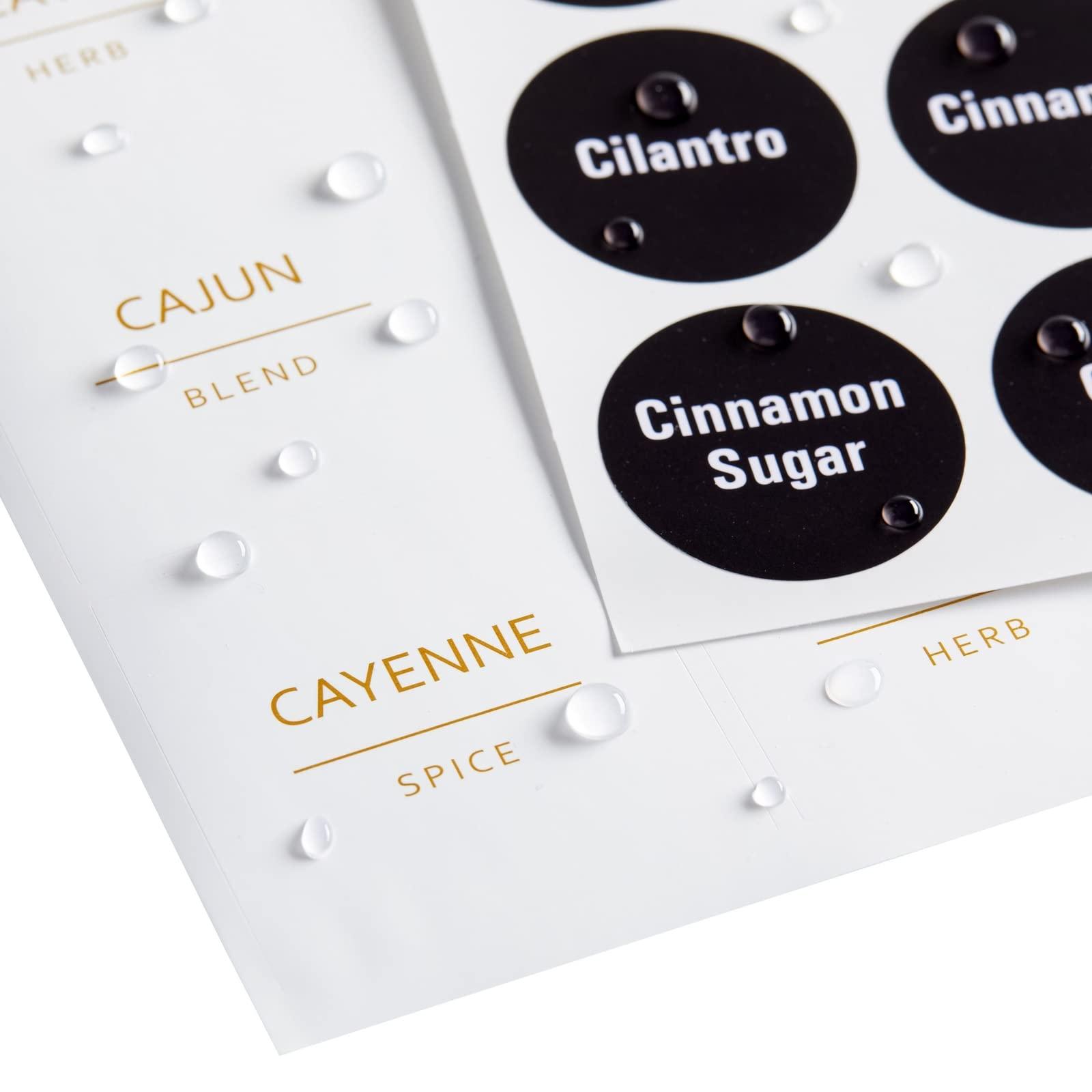 Talented Kitchen Talented Kitchen 24 Pack 6 Oz Glass Spice Jars with Shaker Lids, 328 Preprinted Labels, Gold Caps, and Gold Lids with Seasoning Containers Labels