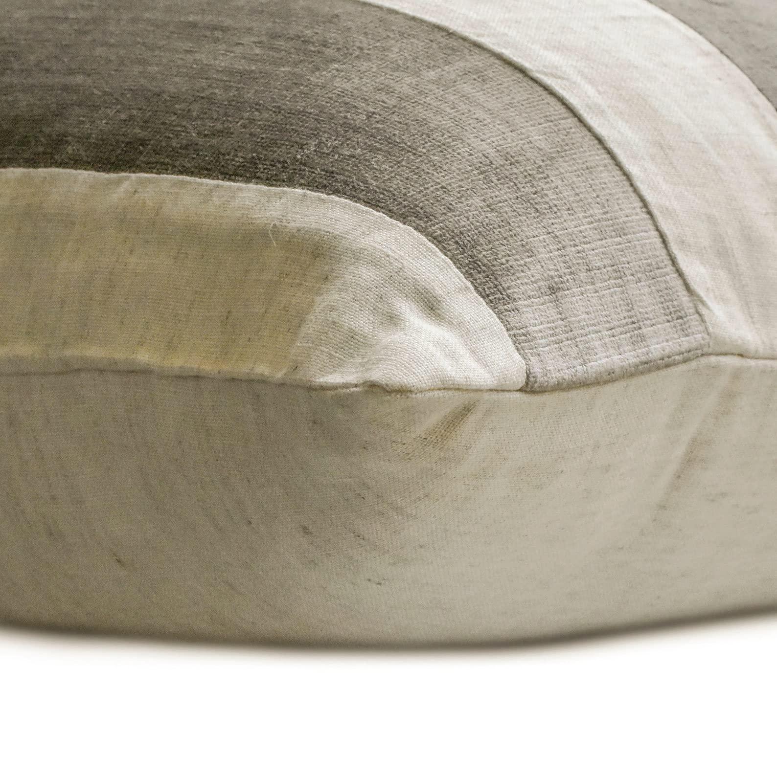 Fabric Mart Direct Fabric Mart Direct Cushion Cover Sofa, Decorative Grey 12\"x12\" (30x30 cm) Throw Pillow Covers, Velvet Patchwork Throw Pillows for Sofa, Striped Pattern Modern Style Easter - Velvet Band Grey