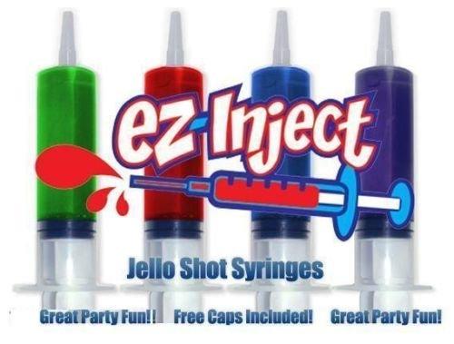 EZ-Inject EZ-Inject 25 Pack Plastic Syringes for Jello Shots 1.5oz - 100% Safe and Reusable Jello Shot Syringes with Caps - Medium Syringe Shots Holiday and Halloween Party Supplies for Adults