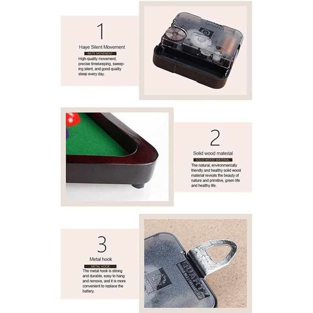 HAODING HAODING Billiard Wall Clock, Resin Wooden Ball Clock, Creative Wall Clocks, Billiard Club Wall Clock,Snooker Billiard Triangle Clock Wall Clock, Billiards Player\'s Good Decorative Gift 30cm