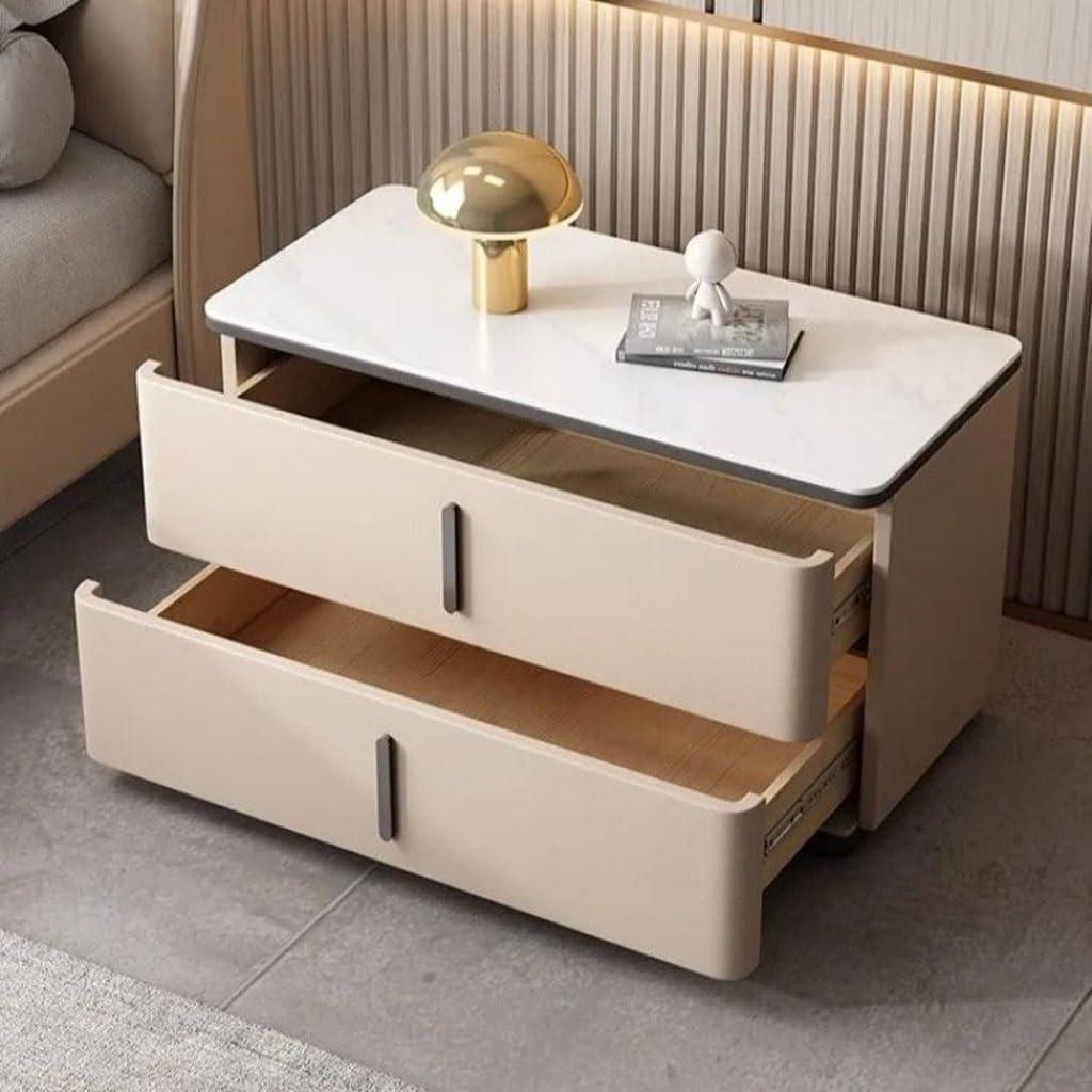 DIEYPOL DIEYPOL Night Stand Simple Modern Cream Style Minimalist Large Bedside Table Slate Bed Bedstand(3,70cm)