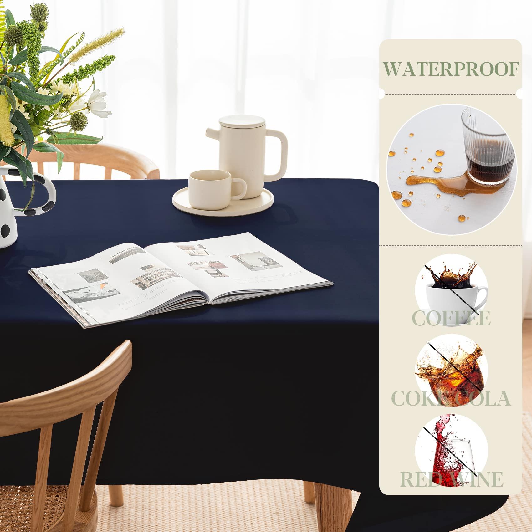 BYDOLL BYDOLL Table Cloth Navy Blue 54x54 Inch Tablecloth for 4 Foot Square Tables Outdoor Washable Wrinkle Free and Spillproof Polyester Tablecloth for Festival Camping Picnic Party Cover