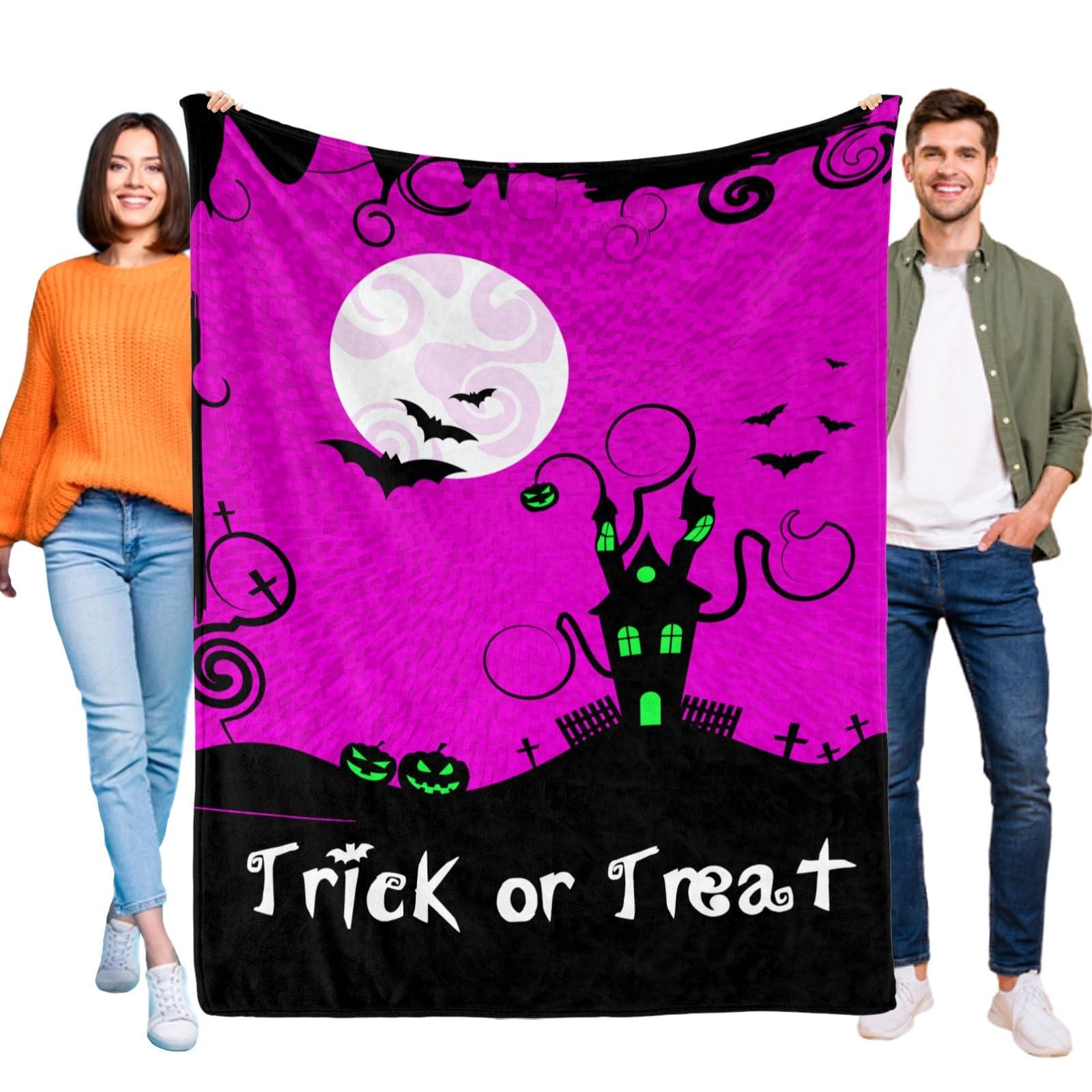 Customization of lover Custom Halloween Blanket Personalized Halloween Blanket with Name Picture Halloween Throw Blanket for Kids with Pumpkin Ghost