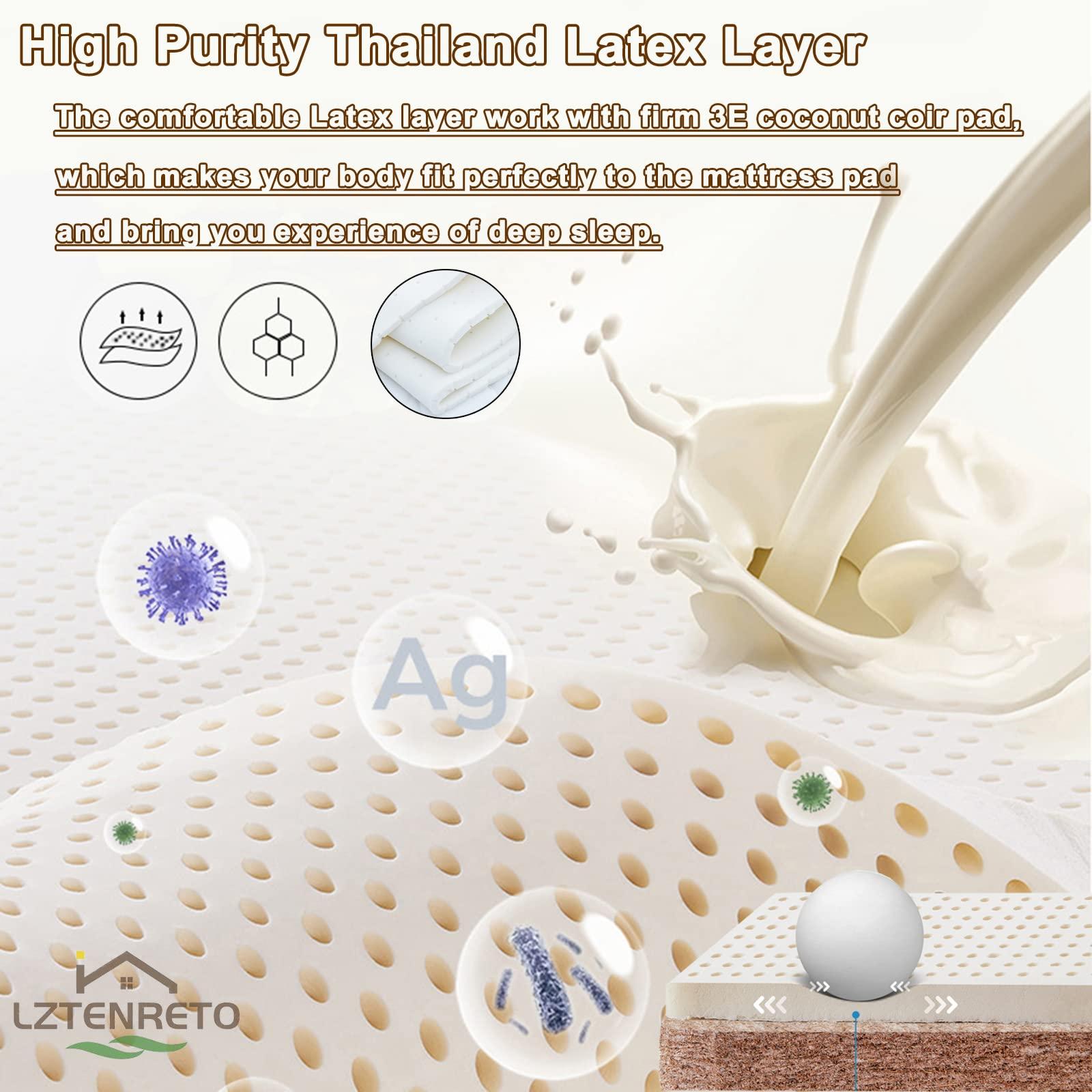 LZTENRETO LZTENRETO Firm Coconut Palm Mattress Organic Coconut Coir Mattress Quiet Coir Mattress Pad Thick Coir Mattress 6cm 9cm 11cm Spine Friendly (White-B,California King 6cm)