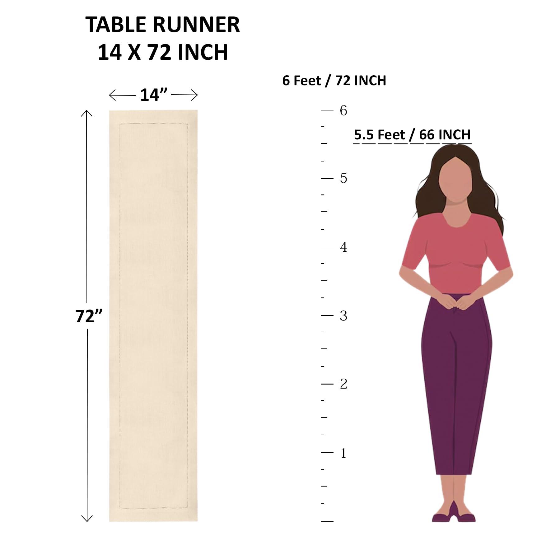 Solino Home Solino Home Linen Buffalo Check Table Runner 72 inches Long 100% Pure Linen Green and Natural Plaid Table Runner 14 x 72 Inch Farmhouse Table Runner, Morgan Check