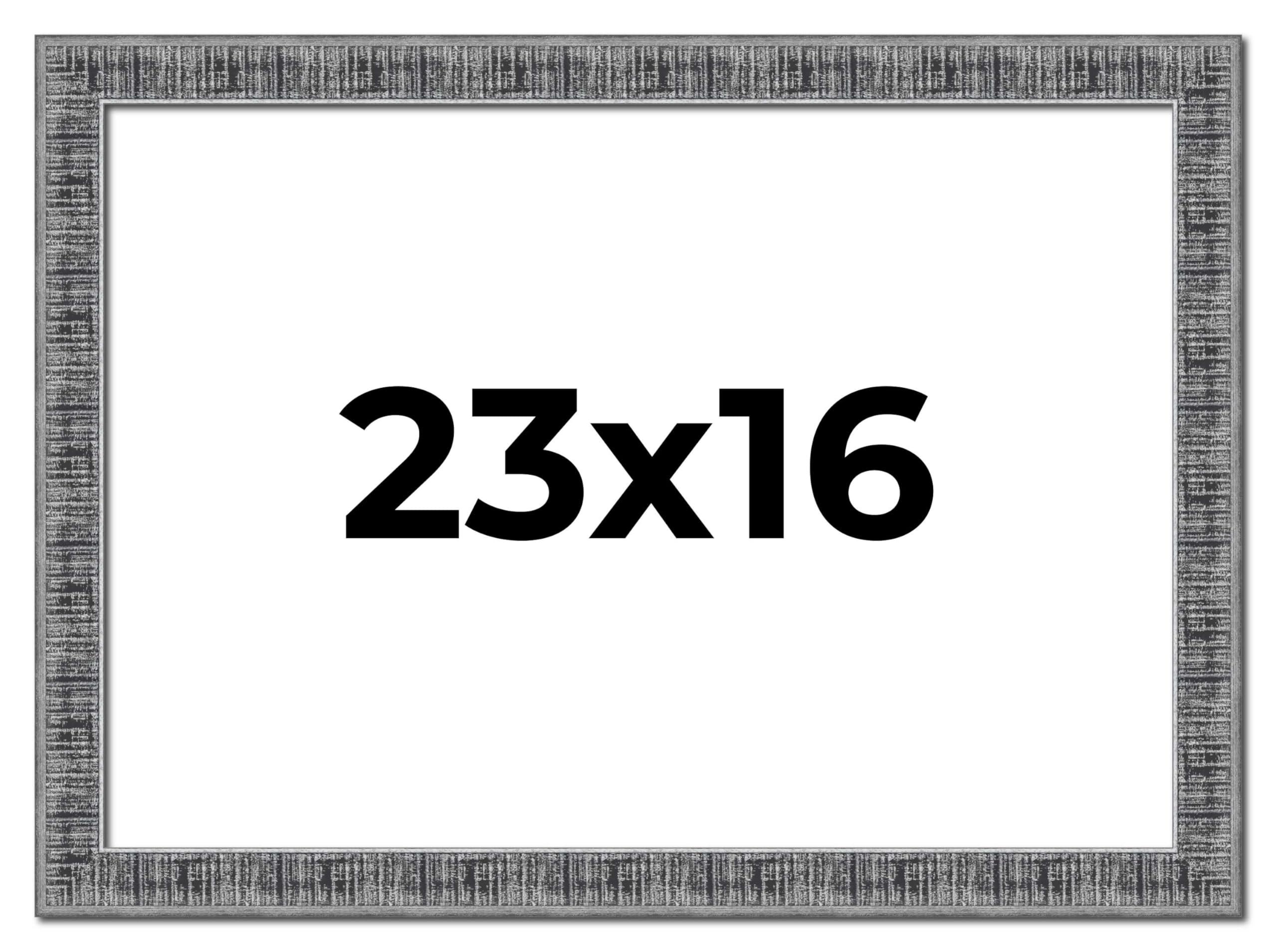 CustomPictureFrames.com 23x16 Frame Silver Black Rustic Sonoma Solid Wood Picture Frame | 1.5 Inch Moulding Width | Complete with UV Acrylic Plexiglass, Foam Board Backing & Hanging Hardware Included