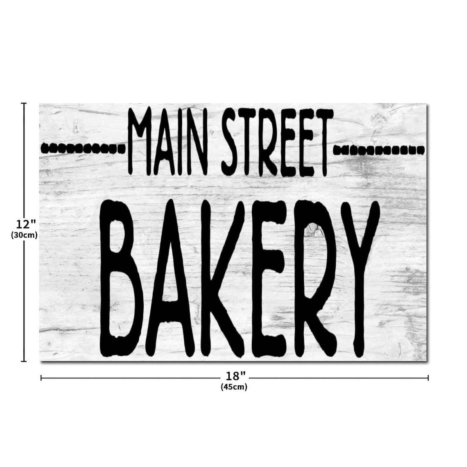 Generic Wood Signs Ballkleid Main Street Bakery Wooden Sign with Funny Sayings Motivational Wall Art Rustic Wall Decorations for Living Room Kitchen Wall Hanger Retro Decoration Sign 12x18in