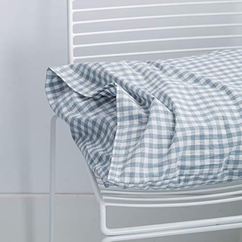 SUSYBAO SUSYBAO Gingham Duvet Cover King 100% Washed Cotton Light Blue Plaid Duvet Cover 3 Pieces Set 1 Blue Grid Duvet Cover with Zipper Ties 2 Pillowcases Luxury Soft Gingham Bedding Set Breathable Durable