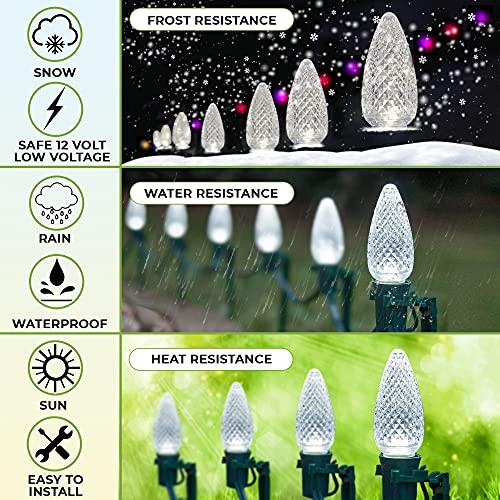 MIK Solutions MIK Solutions C9 LED Bulb (Pack of 25) Cool White Replacement Christmas Light Bulbs Faceted Retrofit Candle Shape Commercial Grade E17 Socket Roof Lights Bulbs