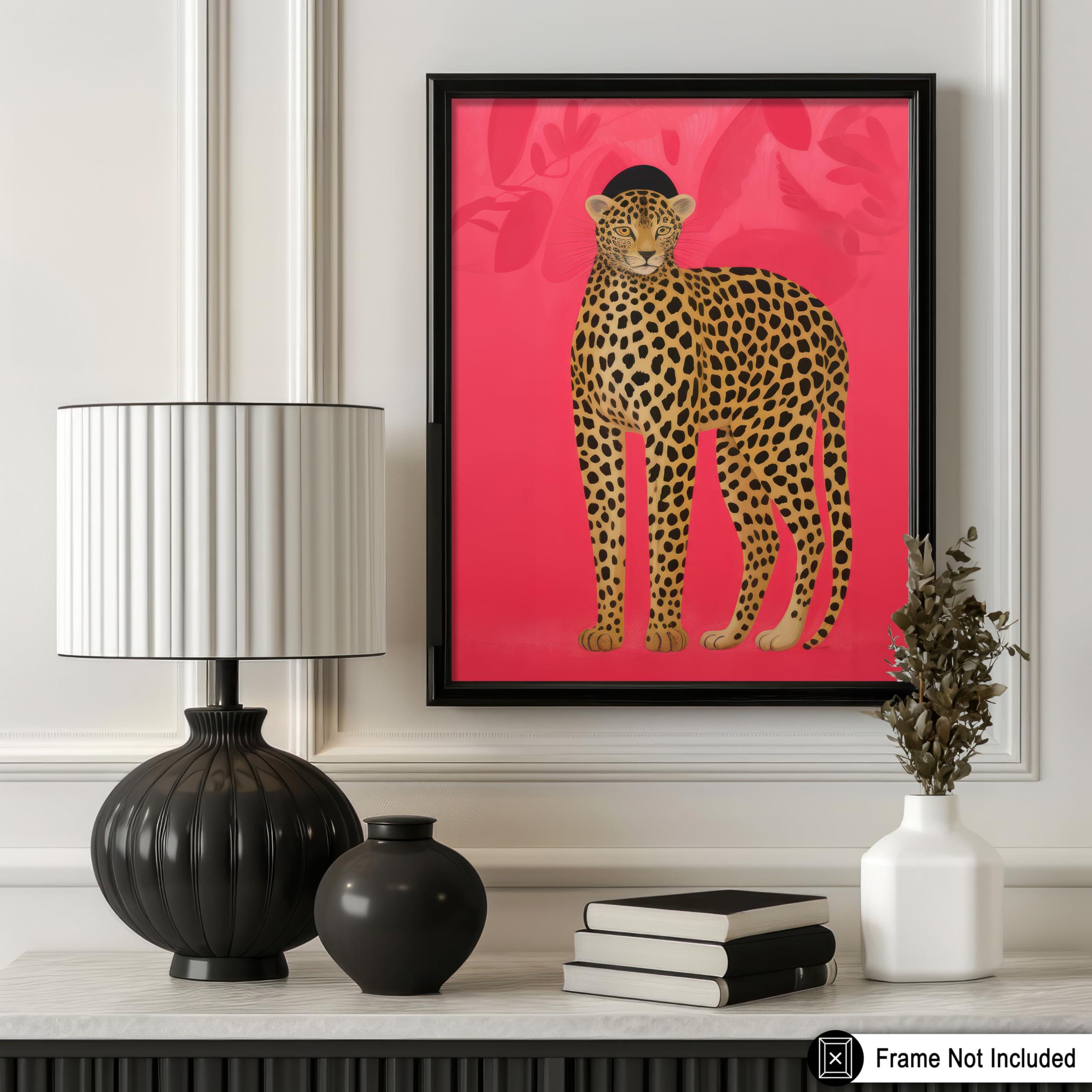 Monem Art Studio Monem Art Leopard Poster - Retro Cat Print - Panther Art - Wild Life Art - Modern Art - Chic Boho Art - Pop Art - Aesthetic Art - Great Kid\'s Room or Nursery Wall Decor - 11x14 UNFRAMED Wall Art
