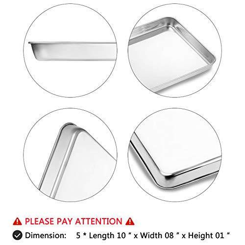Bastwe Baking Sheets Set of 5, Bastwe Stainless Steel Baking Pan Tray Cookie Sheet, Size 10 x 8 x 1 inch, Non Toxic & Healthy, Rust Free & Easy Clean
