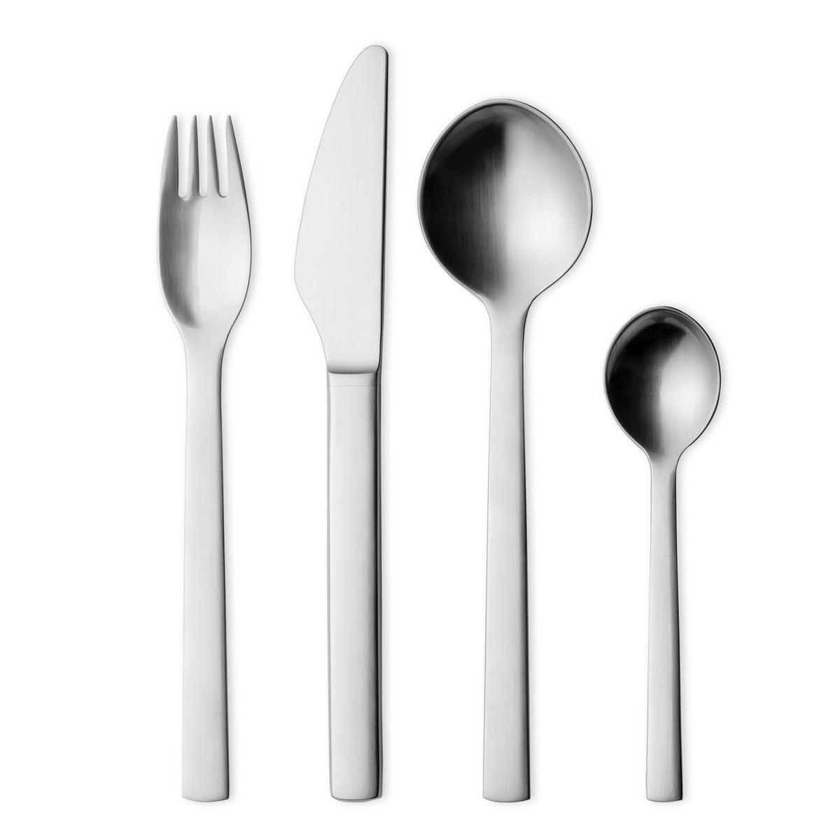 Georg Jensen Georg Jensen Matt Finish New York Cutlery Set, Stainless Steel, 4-Piece
