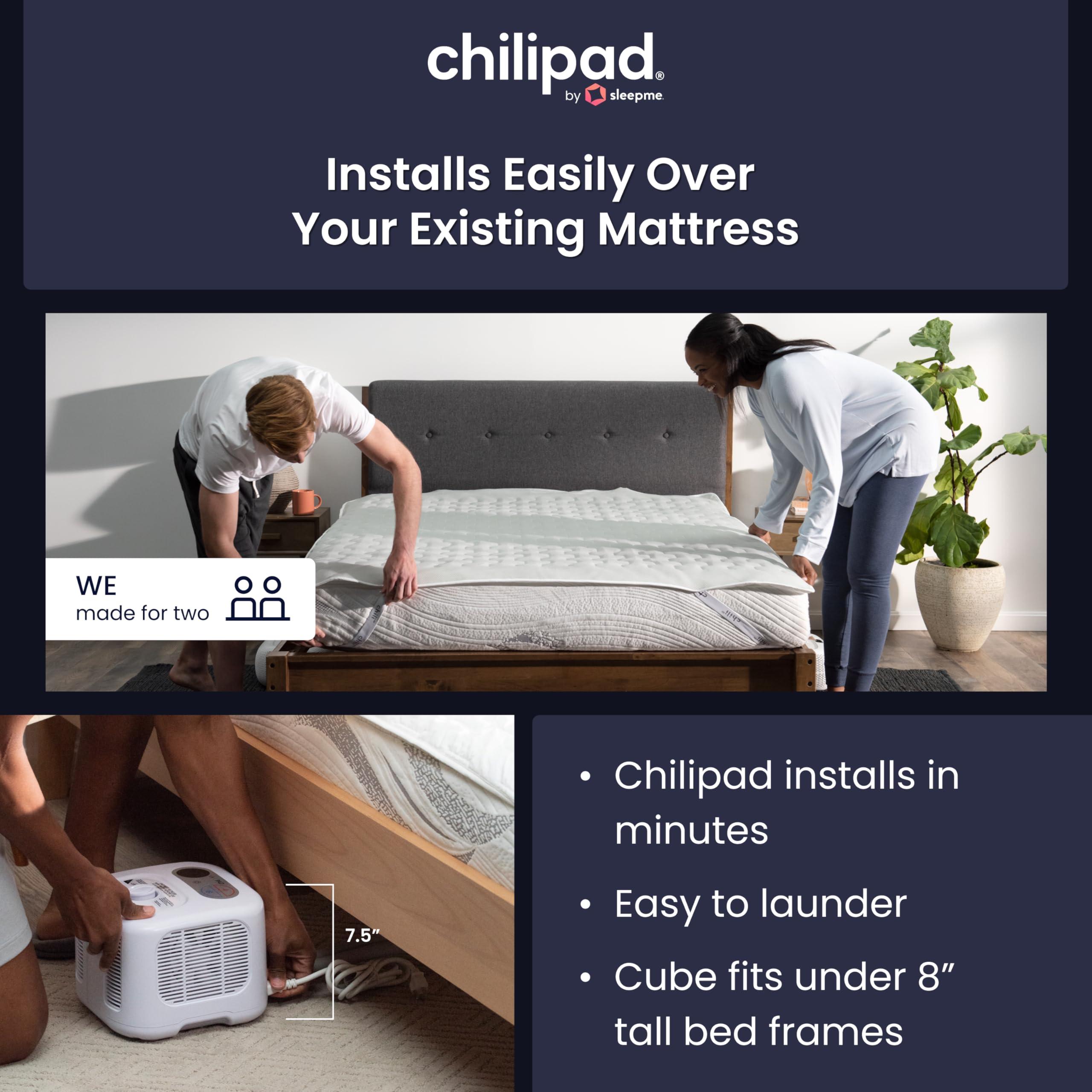 Sleepme Chilipad Cube Bed Cooling System - Cooling & Heating Mattress Topper, Dual Zone Individual Bed Temperature, Cool Sleep Enhancement, Temp Range of 60-115F, WE Queen Bedsize (60"W x 80"L), Model: CP514