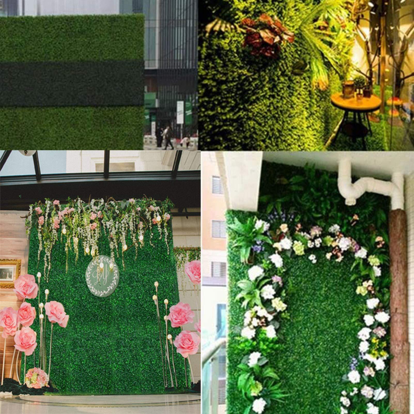 QIAOH QIAOH Artificial Boxwood Panels 24PCS, Faux Hedge Wall Backdrop, Artificial Grass Wall, Green Boxwood Wall Mat for Outdoor, Balcony, Garden Fence Screen and Indoor Wall Decoration