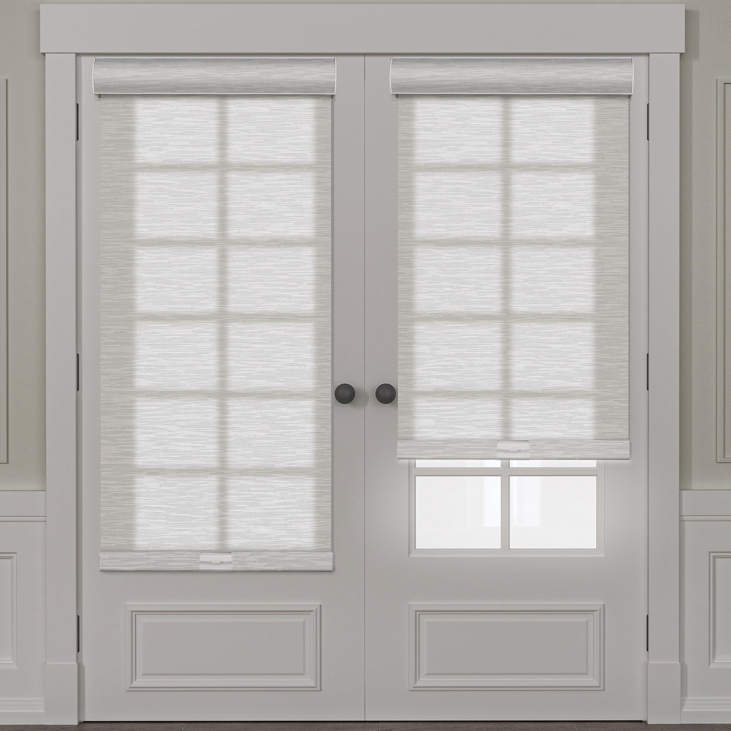 Sulugood Sulugood Roller Shades for Windows Light Filtering Roller Blinds with Cassette Valance Window Blinds Jacquard Thermal Insulation Energy Saving Cordless Shades for Home Doorr,White,51" W x 64" H