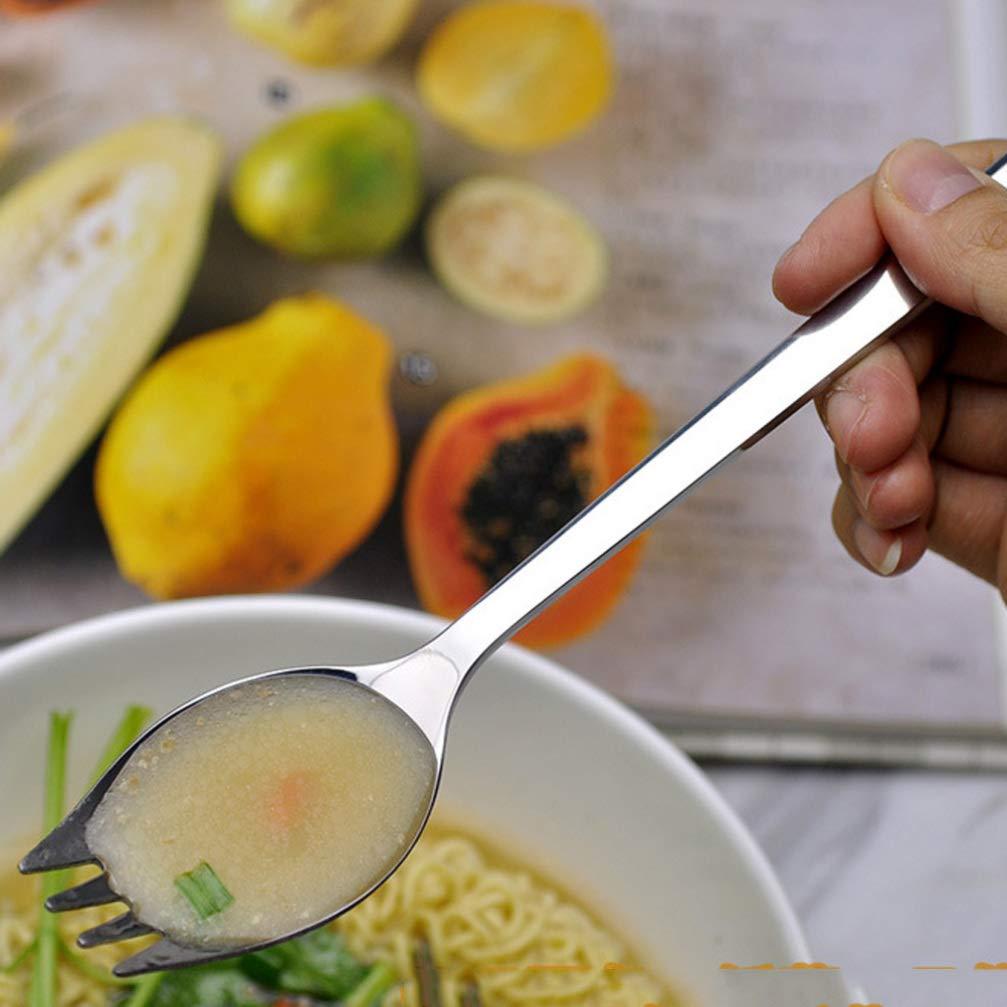 Cabilock 1 Pc 304 Long Handle Spork Cream Spoon Stainless Steel Spoon Salad Spork Salad Spoon