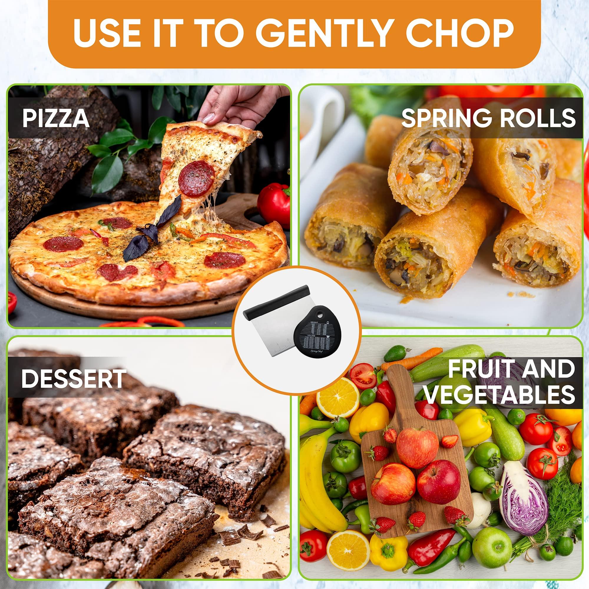 Spring Chef Spring Chef Round Stainless Steel Measuring Spoons, Set of 8 & Bench Scraper With Bonus Bowl Scraper, Black - 2 Product Bundle