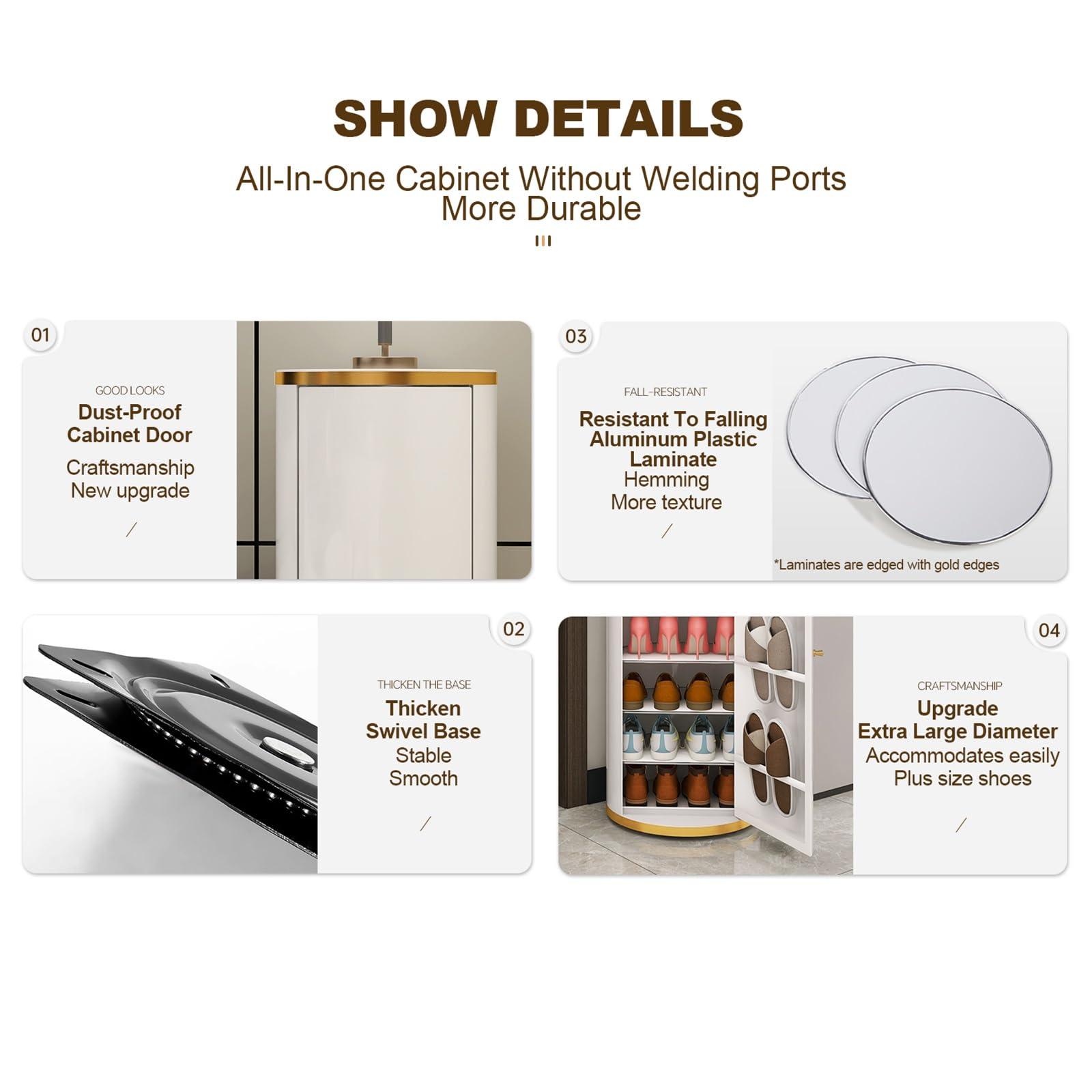 BAYTEWJX Spinning Shoe Rack Shoe Cabinet for Entryway Round Rotating Shoe Rack 360 Multi-Functional Household Shoe Cabinet Space Saving Shoe Rack for Home Closet Hallway Entrance Bedroom. ( Size : ID45-H99cm )