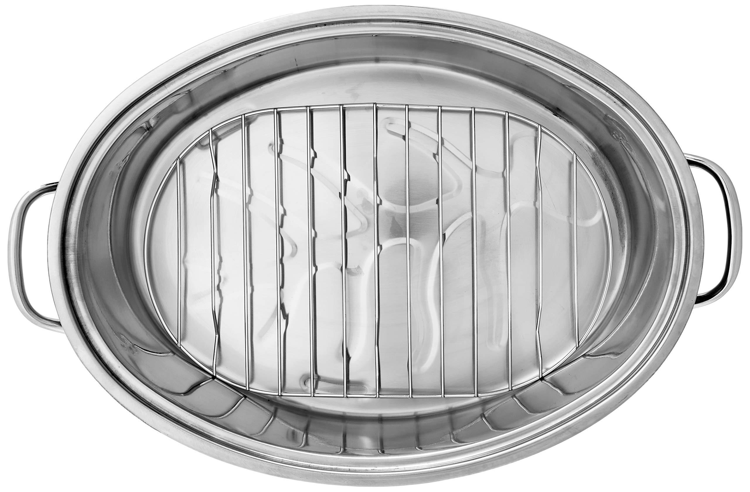 Fox Run Fox Run Oval Roaster Set, Stainless Steel, 10-Quart