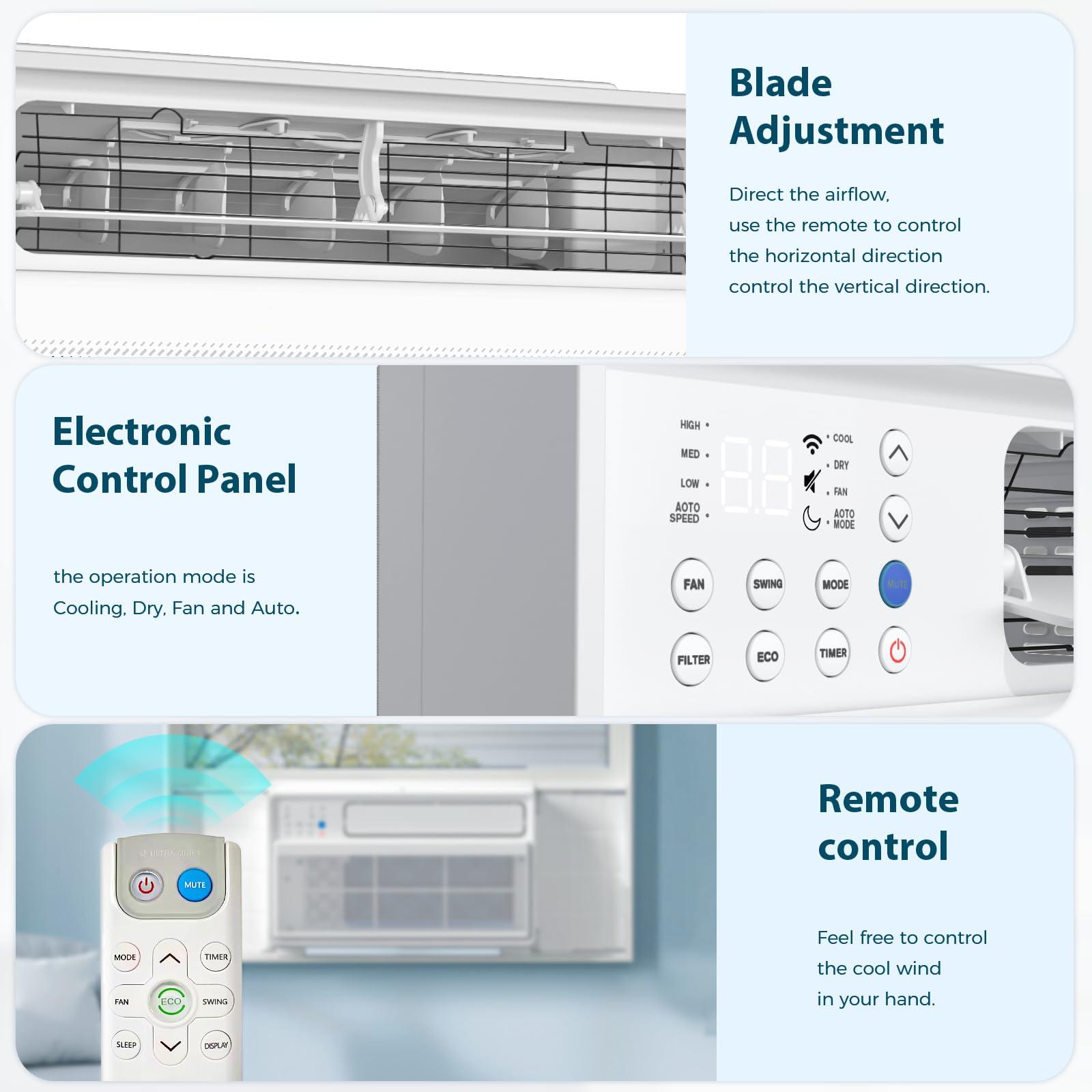 Antarctic Star Antarctic Star Window Air Conditioner, 12000BTU, Cools up to 450 Sq.Ft. 6 modes, 24H Timer, Remote Control, Full Window View Low Noise Quiet Operation, Adjustable Louvers, White