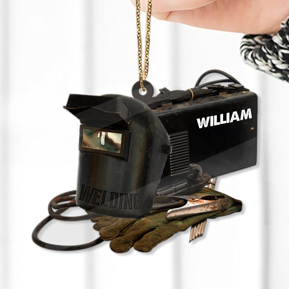 AlpadilAndCo Personalized Welder Christmas Acrylic Ornament, Custom Christmas Welders Gift for Men, Welding 2D Ornaments for Welder, Welding Supplies, Metal Worker Gifts, Ironworker Keepsake, Welder Tool Ornament