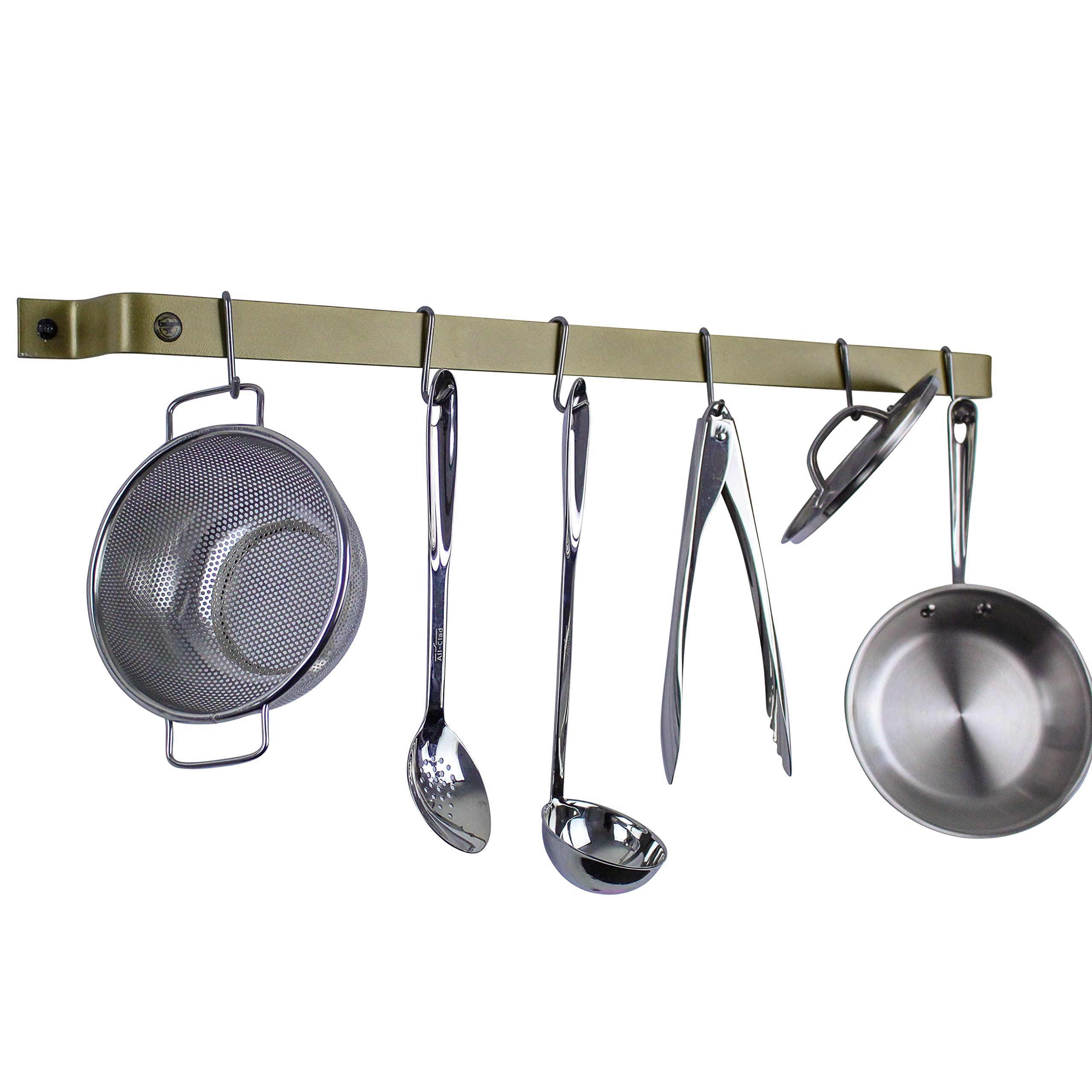 Enclume Enclume Handcrafted 36" Easy Mount, 6 Hooks, Brass Wall Rack
