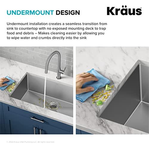Kraus Kraus KHU100-32 Standart PRO 16 Gauge Undermount Single Bowl Stainless Steel Kitchen Sink, 32 Inch