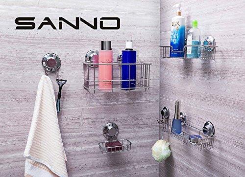 SANNO SANNO Suction Cup Shower Caddy Storage Combo Organizer, No Damage Bath Shelf Suction Cup Shower Basket,Rustproof Wire Bathroom Accessories - Rustproof Stainless Steel