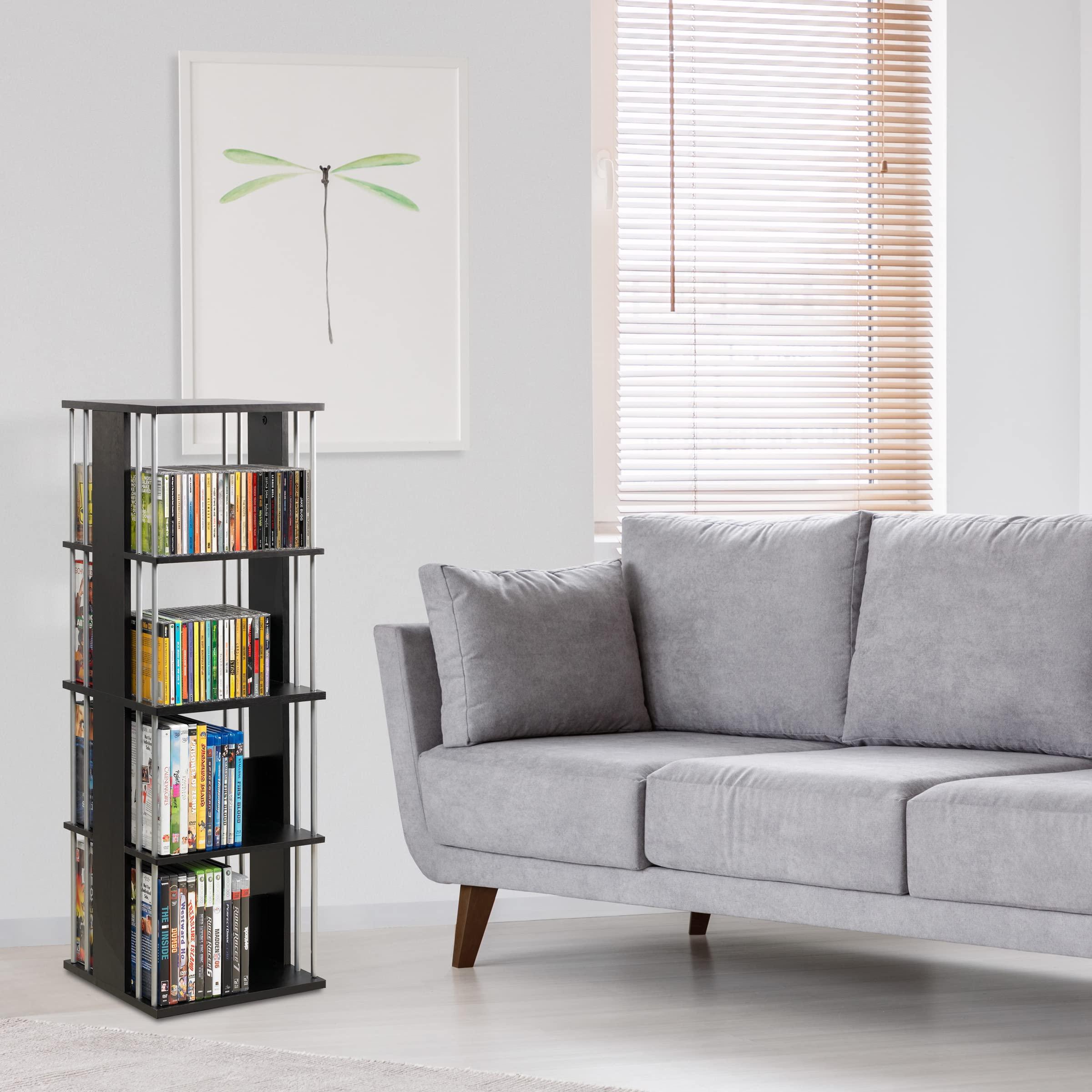 Atlantic Atlantic Typhoon Media Storage Spinner, Engineered Wood, Space-Saving 360-Degree Rotation, Organize & Protect Prized Media & Memorabilia Collections, PN 82635716  Espresso