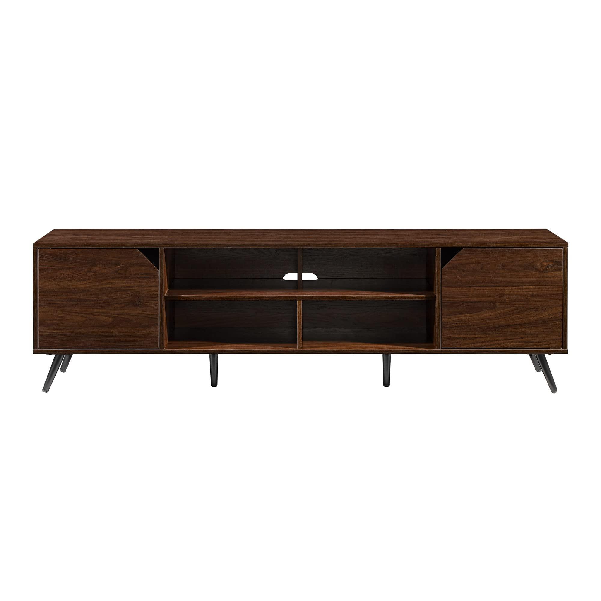 Walker Edison Walker Edison Nora Modern Minimal Open-Shelf Stand for TVs up to 80 Inches, 70 Inch, Dark Walnut