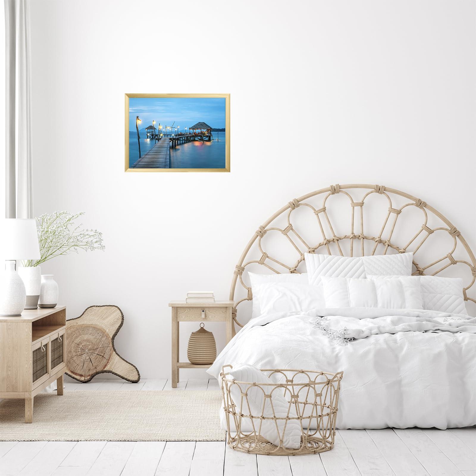 JCJMY JCJMY 9x13 Picture Frame Gold for Wall Hanging, Wall Mounting Horizontally or Vertically, 9 x 13 Wall Gallery Poster Photo Frame with Shatter Resistant Plexiglass, Gold