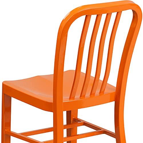 Flash Furniture Flash Furniture Gael Commercial Grade 2 Pack Orange Metal Indoor-Outdoor Chair