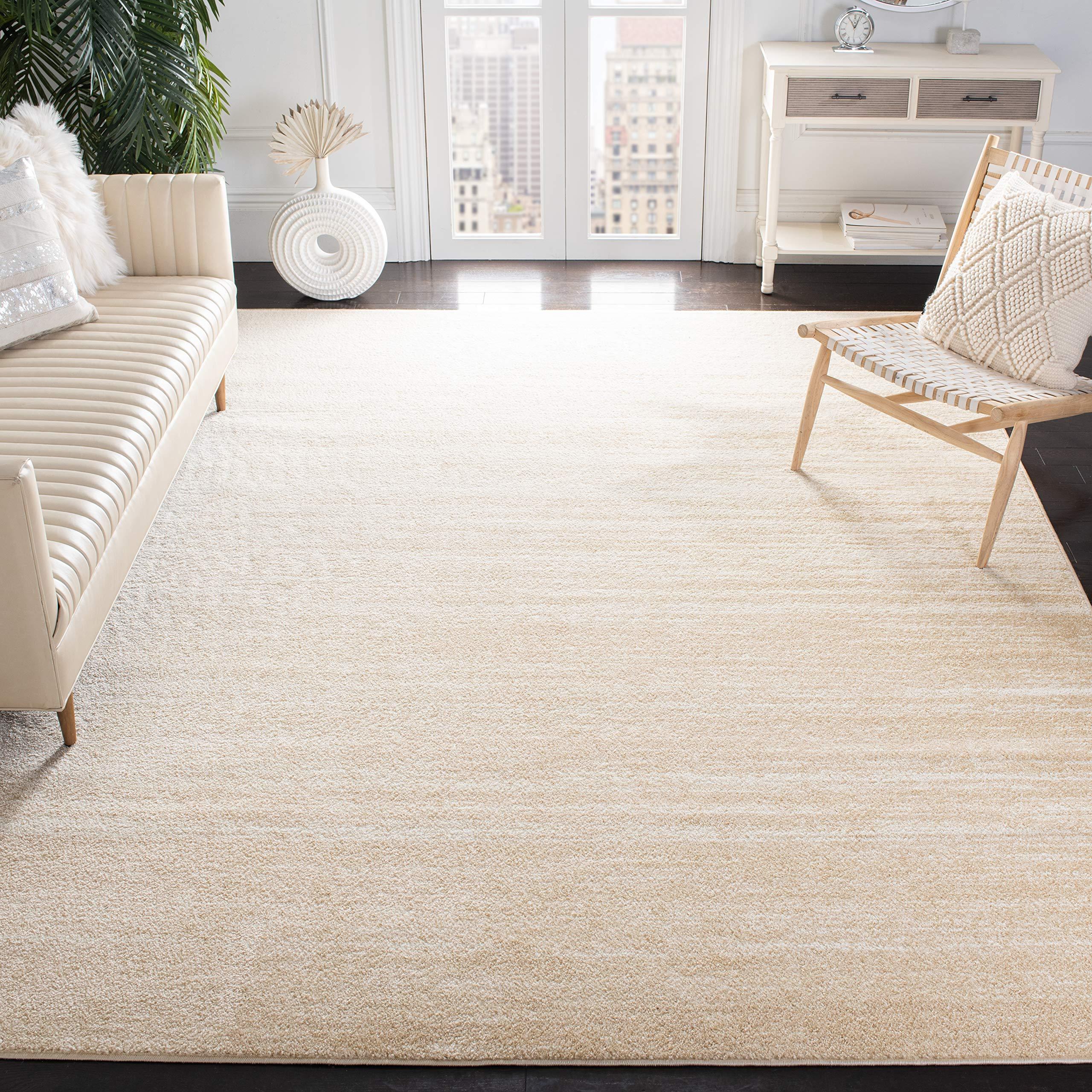Safavieh SAFAVIEH Adirondack Collection Area Rug - 8' Square, Champagne & Cream, Modern Ombre Design, Non-Shedding & Easy Care, Ideal for High Traffic Areas in Living Room, Bedroom (ADR113W)