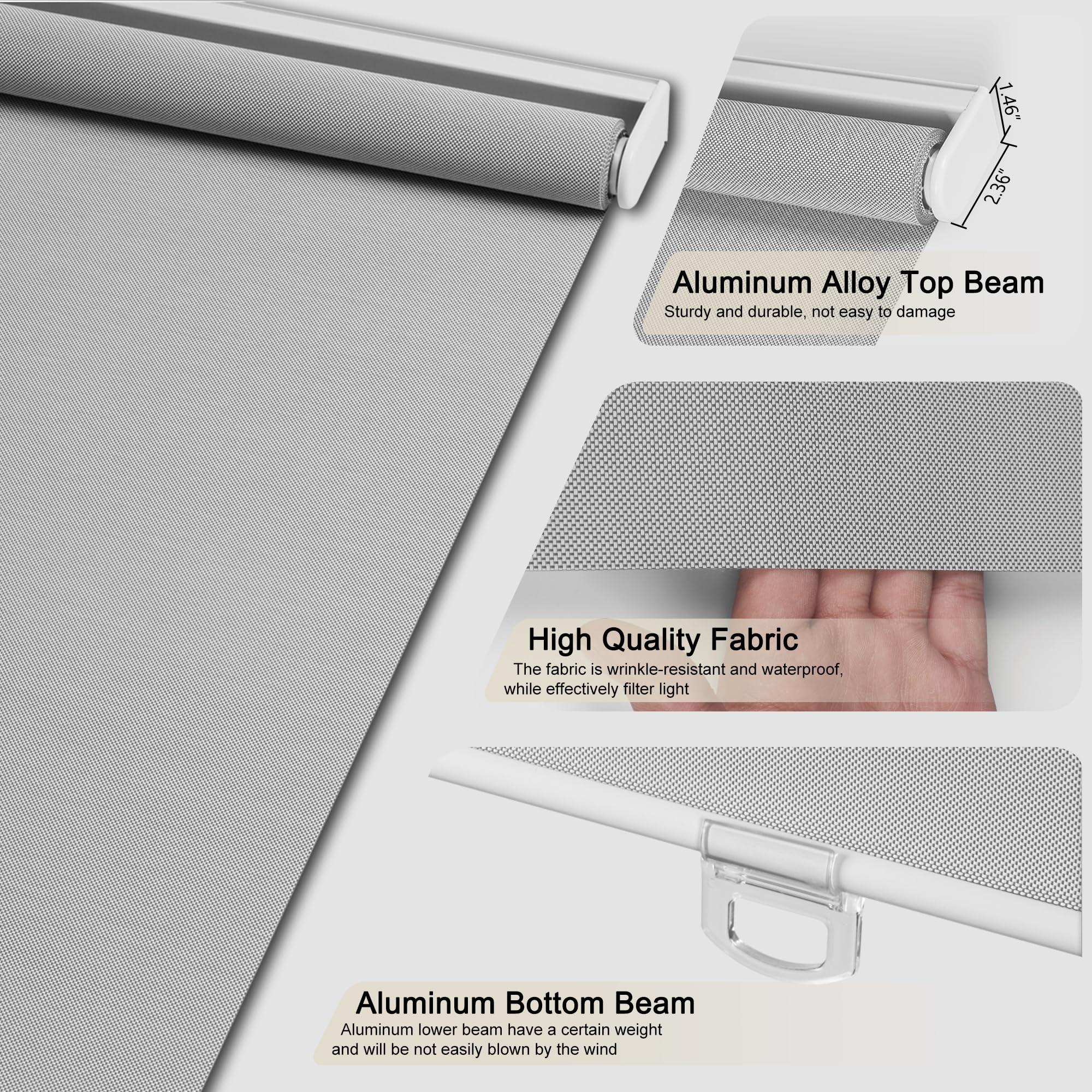 Sulugood Sulugood Light Filtering Blinds for Windows Cordless 5% Openness Solar Fabric Roller Shades Sheer and Glare Reduce Window Shades for Home Door Living Room Gray,28" W x 48" H