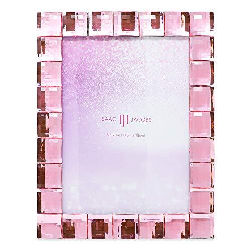 Isaac Jacobs International Isaac Jacobs Decorative Sparkling Light Pink Jewel Picture Frame, Photo Display & Home Décor (5x7, Light Pink)