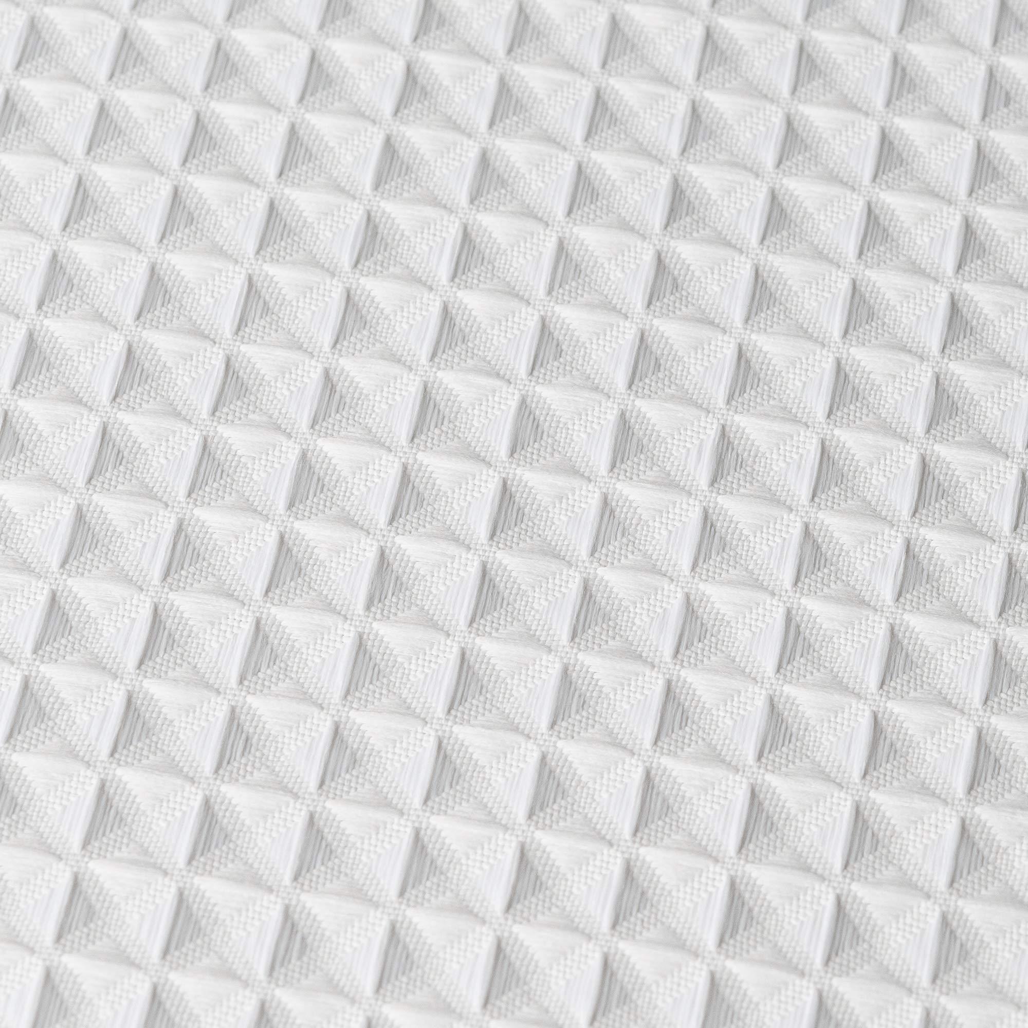 Creative Scents Waffle Fabric White Shower Curtain with Liner Set - Includes Free Clear Liner, Decorative Shower Curtain for Bathroom Set - Rustproof Metal Grommets Waterproof Hotel Quality 72" x 72" Heavy 290 GSM