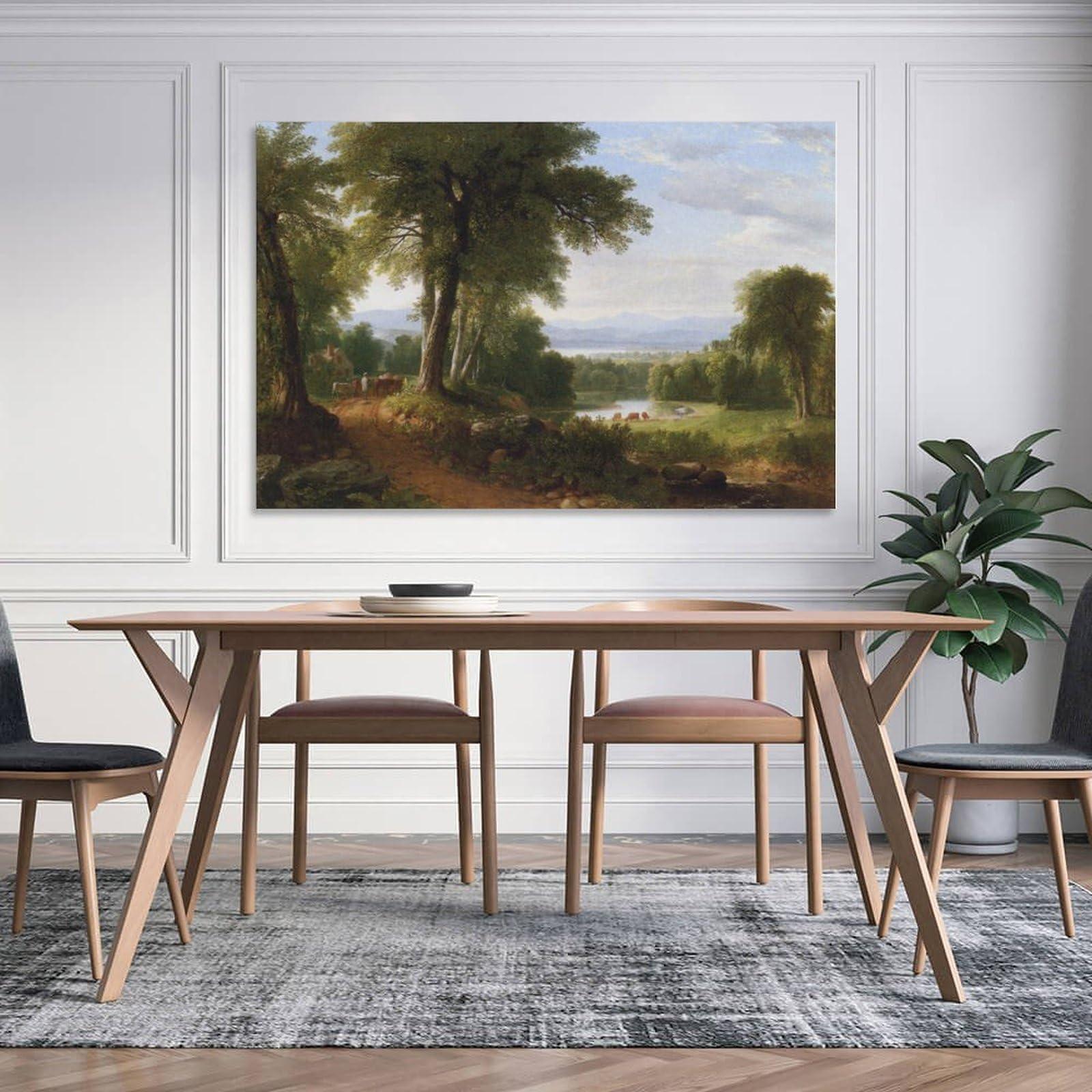 LUDU LUDU Poster Printed by Asher Brown Durand Hudson River School After A Summer Shower Canvas Wall Art Prints Poster Gifts Photo Picture Painting Posters Room Decor Home Decorative 08x12inch(20x30cm)