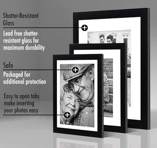 Americanflat Americanflat Set of 7 Picture Frames with Shatter-Resistant Glass - Gallery Wall Frame Set with One 11x14 Frame, Two 8x10 Frames, and Four 5x7 Frames - Signature Collection - Black