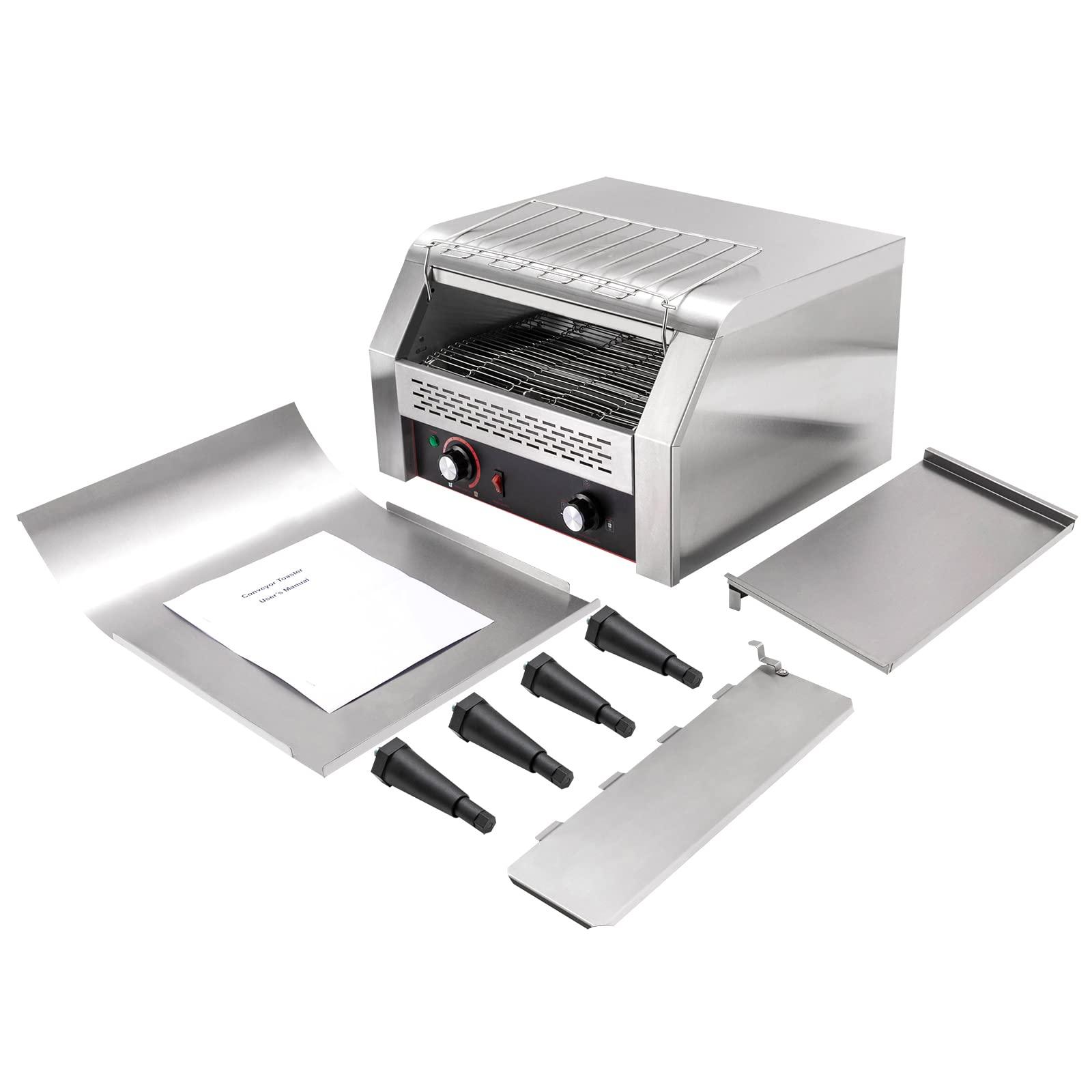 Okasiki Commercial Toaster Conveyor Electric Stainless Steel Restaurant Toaster Oven for Bagel Burgers Bun Bread Heavy Duty Industrial Conveyor Toasters (450 Slices/Hour)