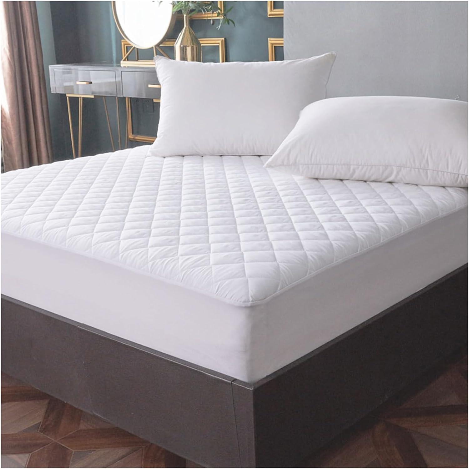 Tophacker White Waterproof Mattress Protector Wet Protecting Sheet Double Bed Size Extra Deep Fitted Sheet Non Noisy Comfy Sleep Mattress Cover Topper