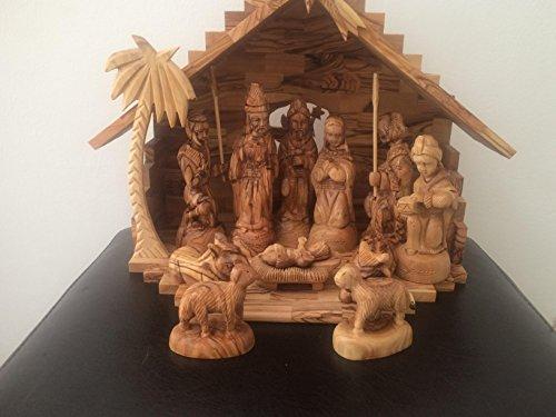 Holy Land Imports Olive Wood Deluxe Nativity Set (12 Pieces Set)