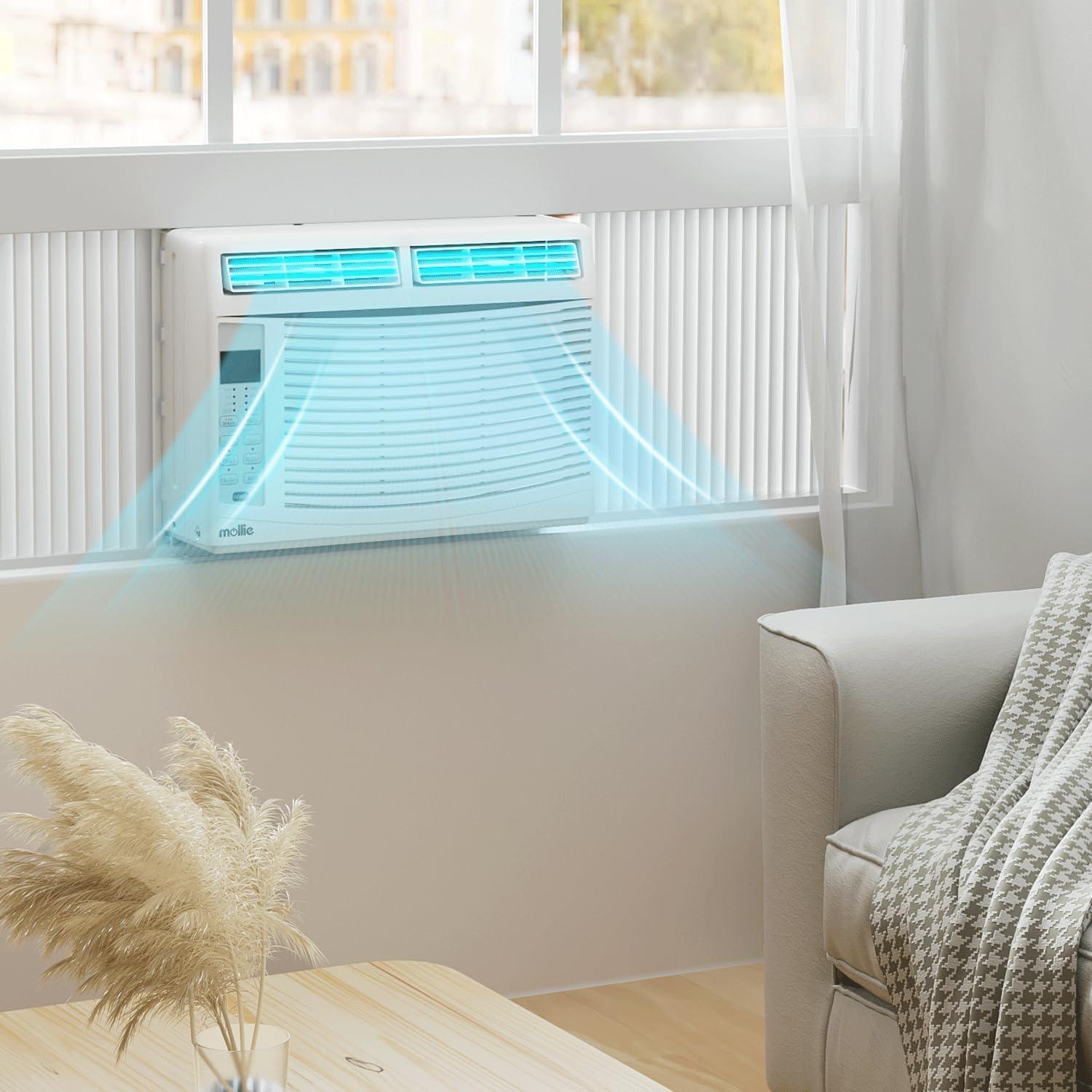 mollie mollie 6000 BTU Window Air Conditioner, ac window unit with Washable Filter, Remote, Dehumidifier, Fan, Cools Up to 250 Square Feet, 115V/60Hz