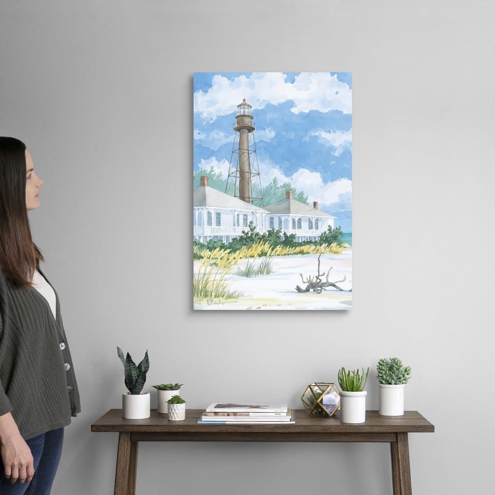 CANVAS ON DEMAND CANVAS ON DEMAND Sanibel Lighthouse Canvas Wall Art Print by Paul Brent, Coastal, Contemporary, Home Decor, Landscape Artwork, 20" x30in