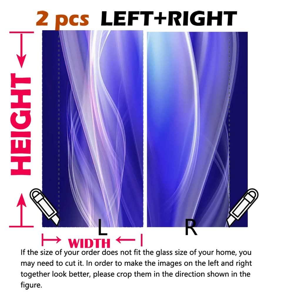 G01-ART Stained Glass Window Film Self Adhesive Blue Line Modern Removable Window Tint Film Privacy Privacy Film Application Kit 17.7inch x 35.4inch (L+R,2PCS)